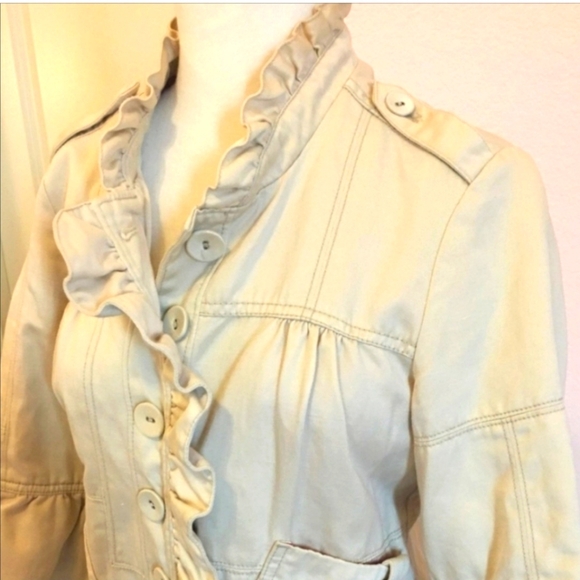 NEW Anthropologie Seneca Ett Twa Ruffle Edge Peplum Jacket 3/4 Sleeves Bohmian - Picture 1 of 13